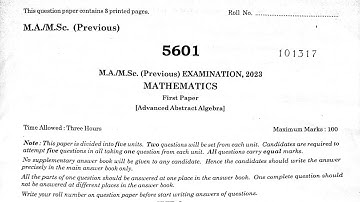 MSc Previous Math Advanced Abstract Algebra 2023 Exam Paper | Rajasthan University | PYQs