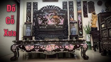 SẬP TỦ CHÈ LIÊN CHI ĐẸP - Bình Phong Khảm Ốc Đẹp - Nội Thất Nhà Gỗ Cổ Xưa - Tủ Bày Đồ Cổ - Trường Kỷ