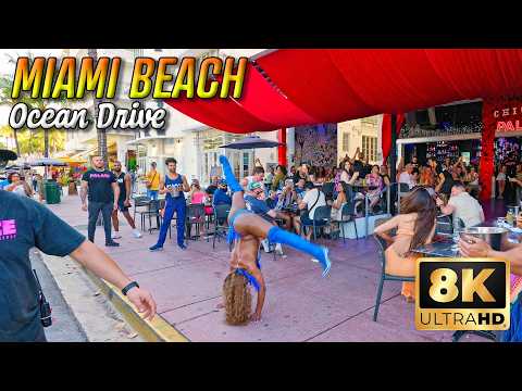 Ocean Drive Miami Beach Walking Tour in 8K
