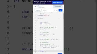 C program Reverse String & Find Length 👩🏻💻😱#coding #programming #hardwork #youtubeshorts