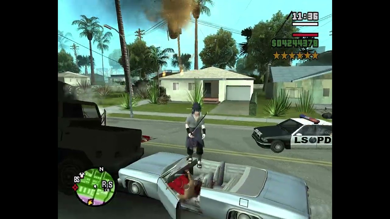 GTA SAN Sasuke in street policewar