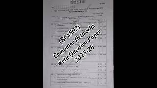 BCS502 Computer Networks Question Paper 2025-26 #2025exams #vtupapers #cn #vtu