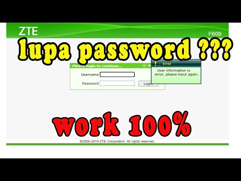 Cara Mengatasi Lupa Password Login Modem ZTE F609 INDIHOME