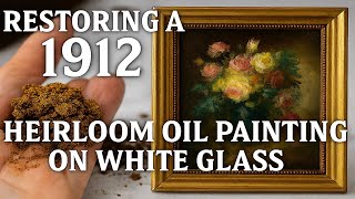 Restoring a 1912 Heirloom Oil Painting on White Glass | DIY Frame & Artwork Revival screenshot 5