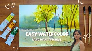 Relaxing Watercolor Landscape Painting | Easy Nature Scenery Tutorial screenshot 4