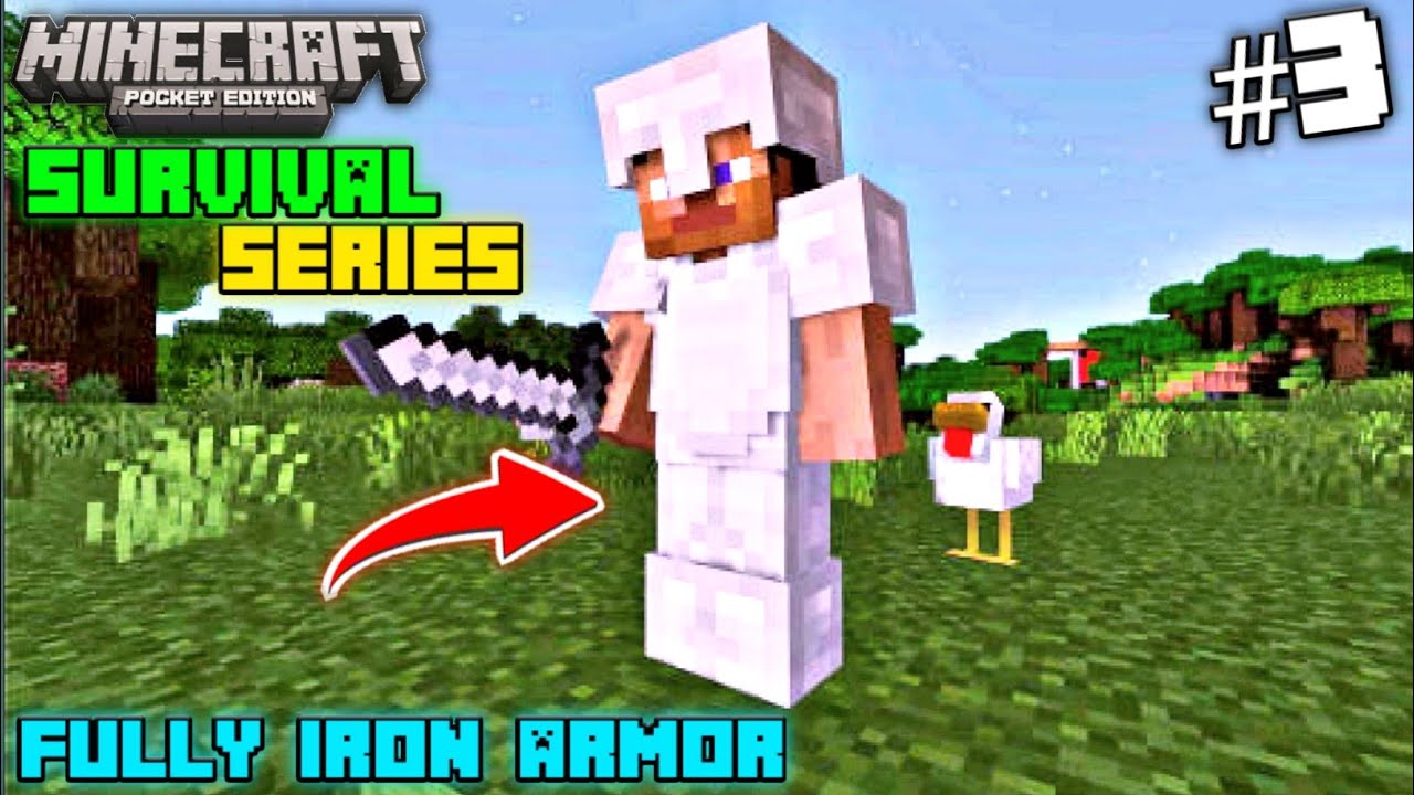 I make full iron armor and tools in minecraft pe survival series ...