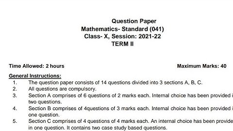 Class 10 Maths Standard Final Exam Question paper (2021 - 2022) | Cbse Board