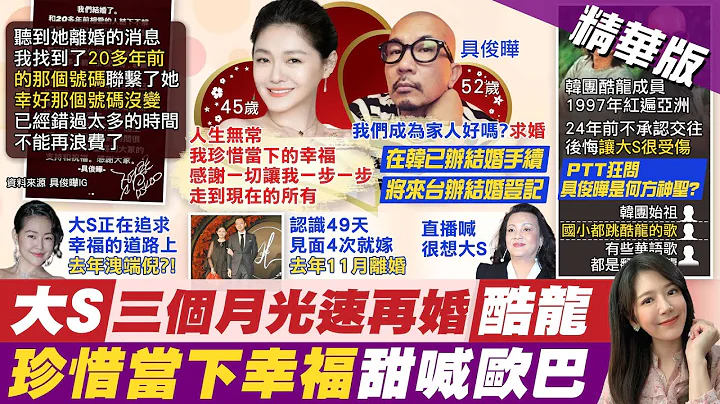 【鄭亦真報新聞】大S再婚具俊曄! 離婚106天神復合閃婚舊愛｜大S再婚靠一"重要關鍵" 炎亞綸:難怪我還沒結婚 精華版  @CtiTv - 天天要聞