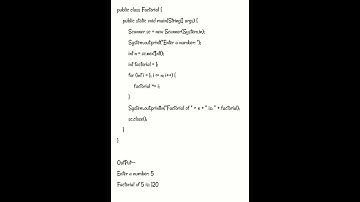 Factorial In Java #youtube #shorts