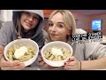 cooking dinner (pesto pasta)