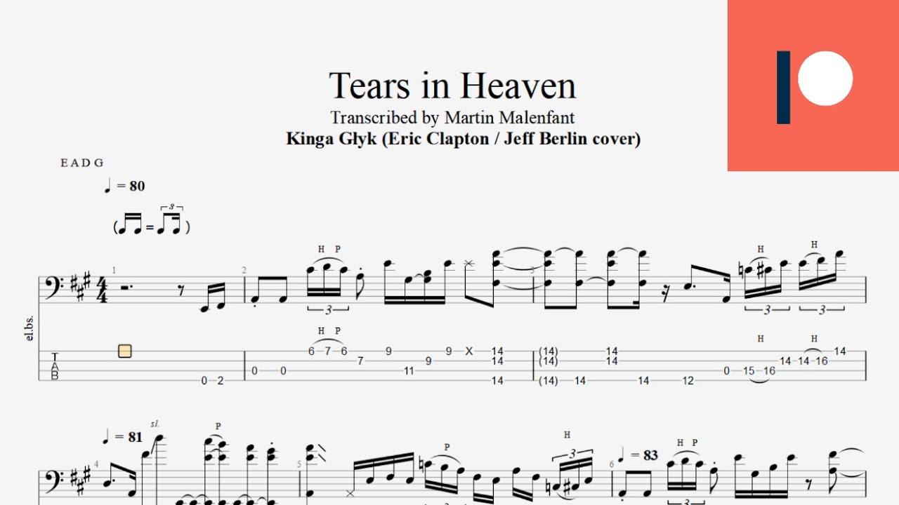 Tears In Heaven sheet music (easy) for guitar solo (easy tablature)