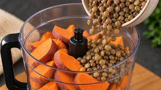 Just lentils and sweet potatoes! A protein-packed, healthy dinner in 15 minutes. VEGAN