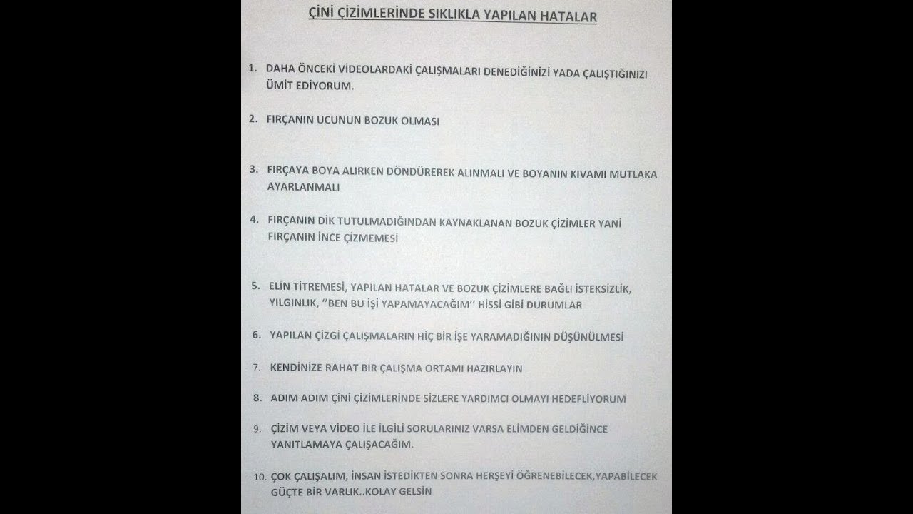 Çini Çizimlerinde Sıklıkla Yapılan Hatalar/mistakes made frequently in drawings