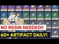 GET 60+ Artifacts Daily! NO RESIN Required! Route & Locations! | Genshin Impact