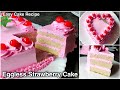 Eggless Strawberry Cake Recipe | Easy Sponge Cake Without Oven, Condensed milk, Butter, Milk Powder