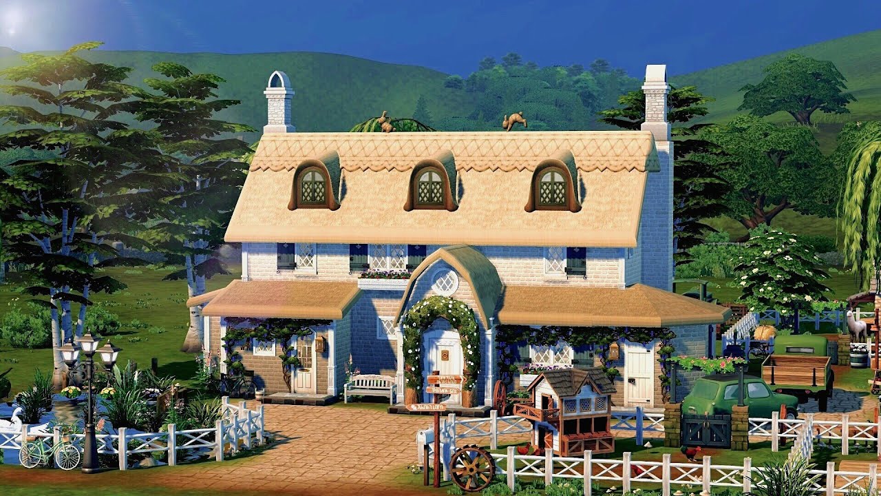 Cottage Farmhouse • The Sims 4 • No CC | Speed Build - YouTube