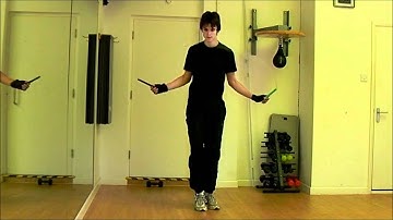 Backwards inverse toad jump rope trick slow motion