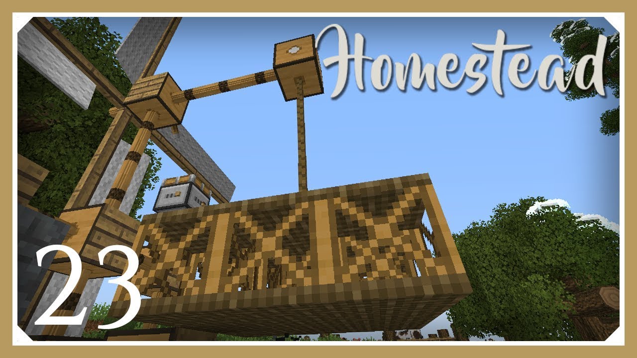 Minecraft Homestead Modpack Rope & Pulley Elevator! E23 (Hardcore