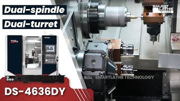 Smartlathe DS series DS-4636DY double spindle and double power turret CNC lathe. #cnc #cncmachine