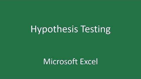 Hypothesis testing with Excel