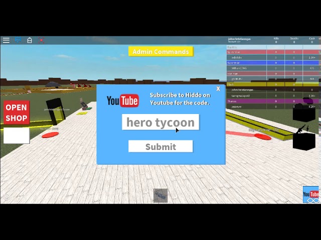 Super Hero Tycoon Code 2018 Youtube - code for youtuber tycoon hiddo on roblox