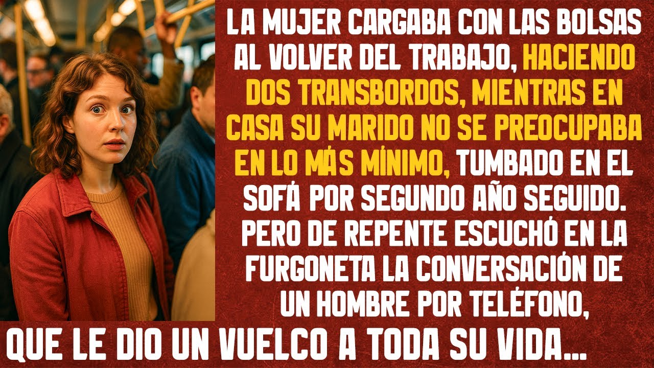 Regresando del trabajo con bolsas hacia su marido, un holgazán, la mujer escuchó una conversación...