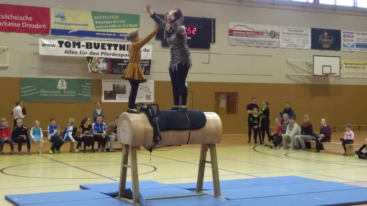 Doppelvoltigieren Wildkatzen Holzpferdturnier Dippoldiswalde 2016