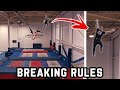 BREAKING ALL TRAMPOLINE PARK RULES!! (With Fails)