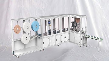 fully automatic 1+1 face masks making machine integrated with earloop curling mask bags flow wrapper