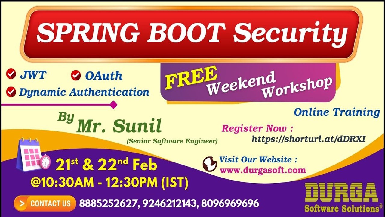 SPRING BOOT SECURITY (FREE Weekend Workshop) Online Training ...