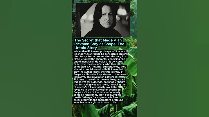 The Secret that Made Alan Rickman Stay as Snape: The Untold Story
