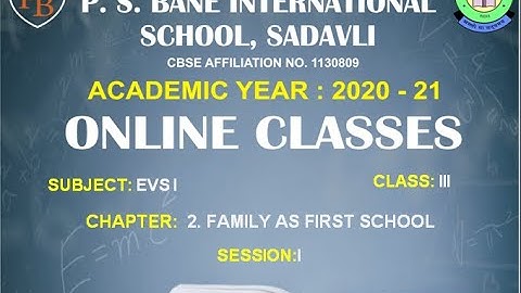 CLASS – 3RD , SUBJECT – EVS I, CHAPTER - 2 (FAMILY AS FIRST SCHOOL) , SESSION – 1