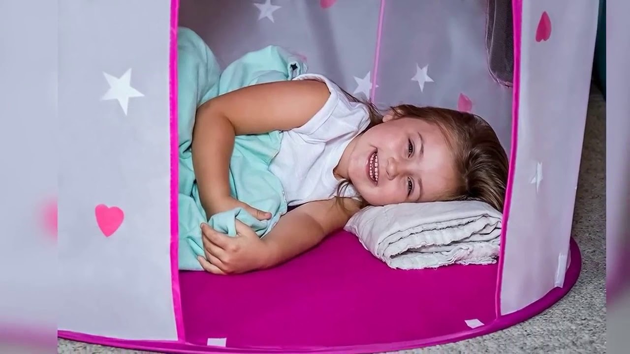 FoxPrint Princess Castle Play Tent in Dark - YouTube