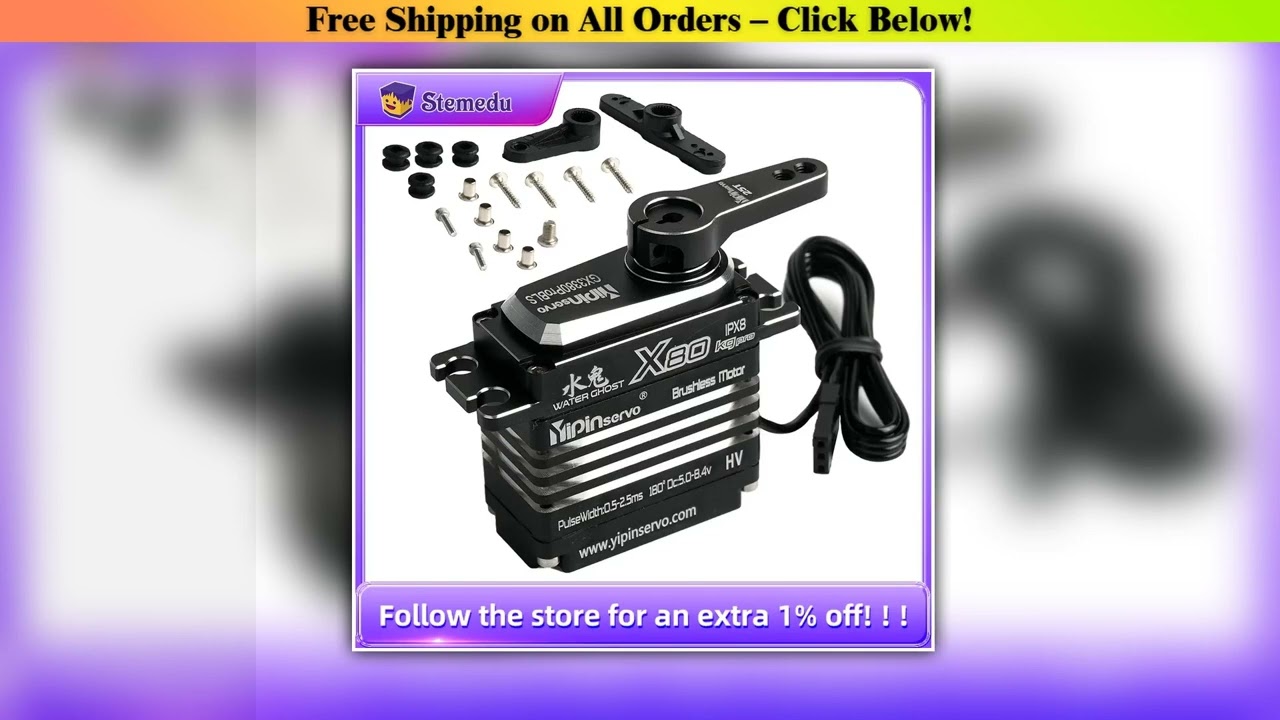 80KG Digital Servo Motor All Metal IP67 Waterproof 5.0-8.4V Brushless Motor High Torque for RC