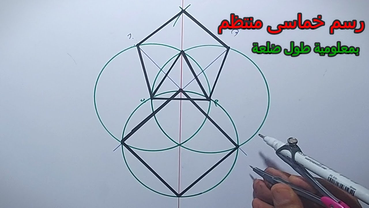 رسم خماسى منتظم بمعلومية طول ضلعه