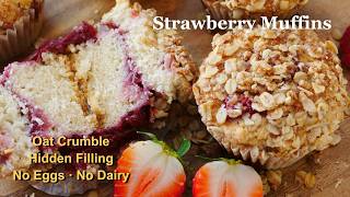 Super Moist Strawberry Muffins - No Eggs No Dairy
