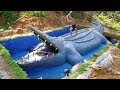 Build Underground Swimming Pool Water Slide Crocodile Around Secret Underground House