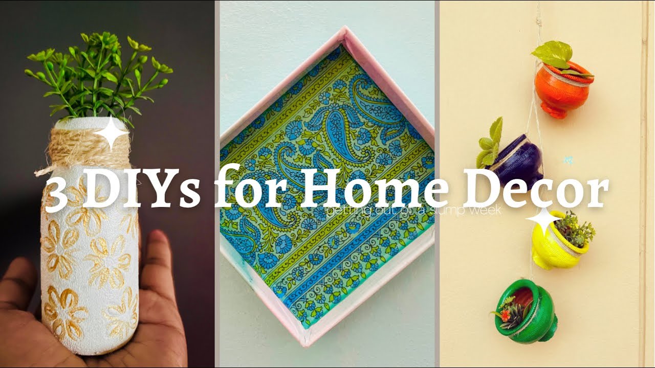 3 DIYs for Home Decor | DIY Tray|DIY Flower Vase| DIY Wall Hanging