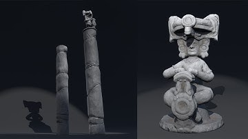 Columns / Statue / 3D / Full Workflow