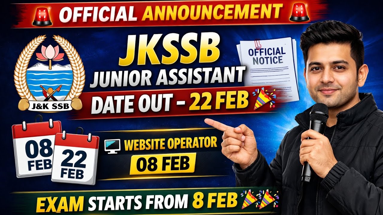 Jkssb junior assistant, Forest, website operator, other home department exams date out 🎉 