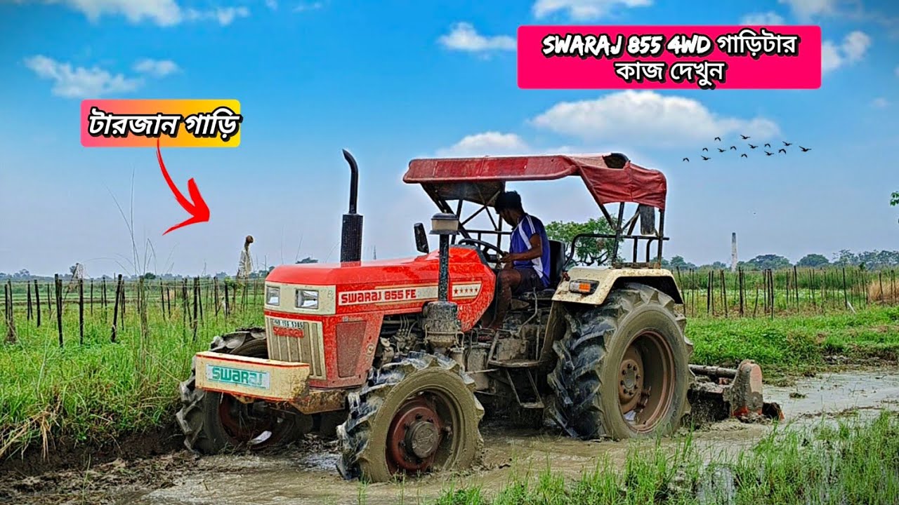 Swaraj 855 4wd Power Full Tractor working in the Mud #tractor #tractorvideo 