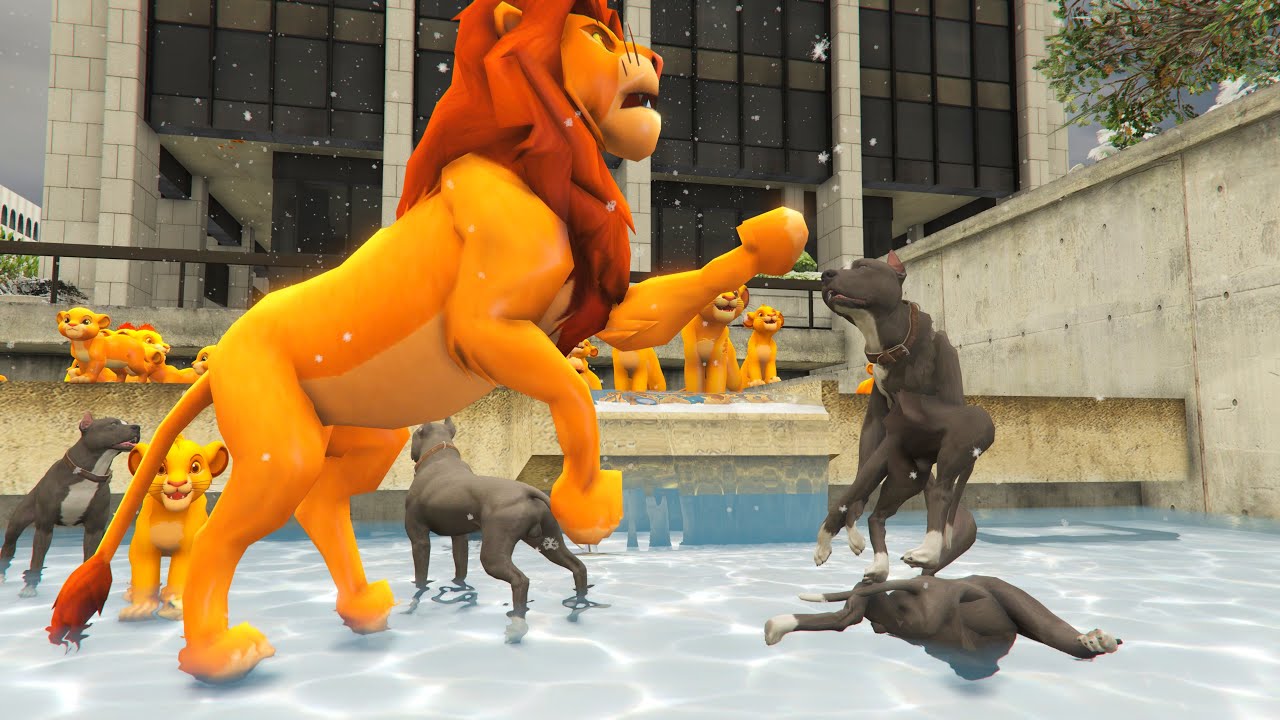 Snowy Adventure Gone Wild! Simba & Kion vs Pitbulls & Hollywood Guards 🦁❄️