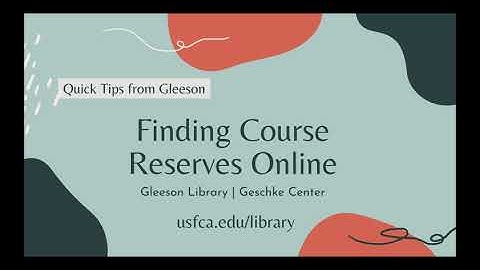 Finding Course Reserves Online!