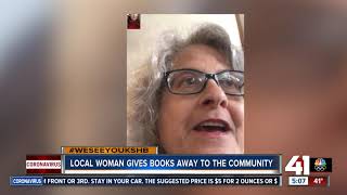 An overland park, kansas, woman is hoping to spread joy while cleaning
off her shelves.