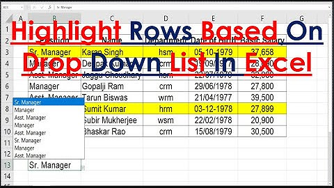 Highlight rows based on drop down list in excel | How to highlight rows in excel | Excel Tips