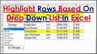 Highlight rows based on drop down list in excel | How to highlight rows in excel | Excel Tips