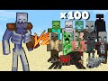 Mutant Skeleton vs 100 Mobs in Minecraft Mob Battle