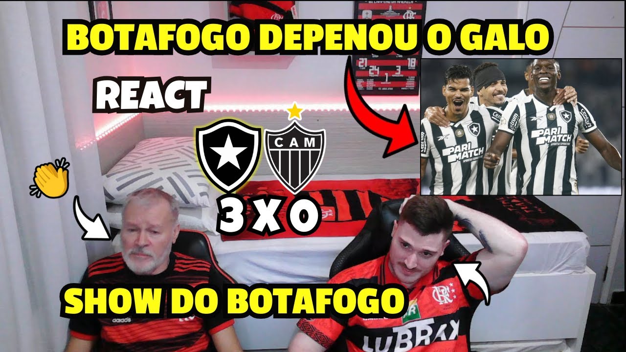 REACT - BOTAFOGO 3 X 0 ATLÉTICO MG | BOTAFOGO DEPENOU O GALO | MELHORES ...