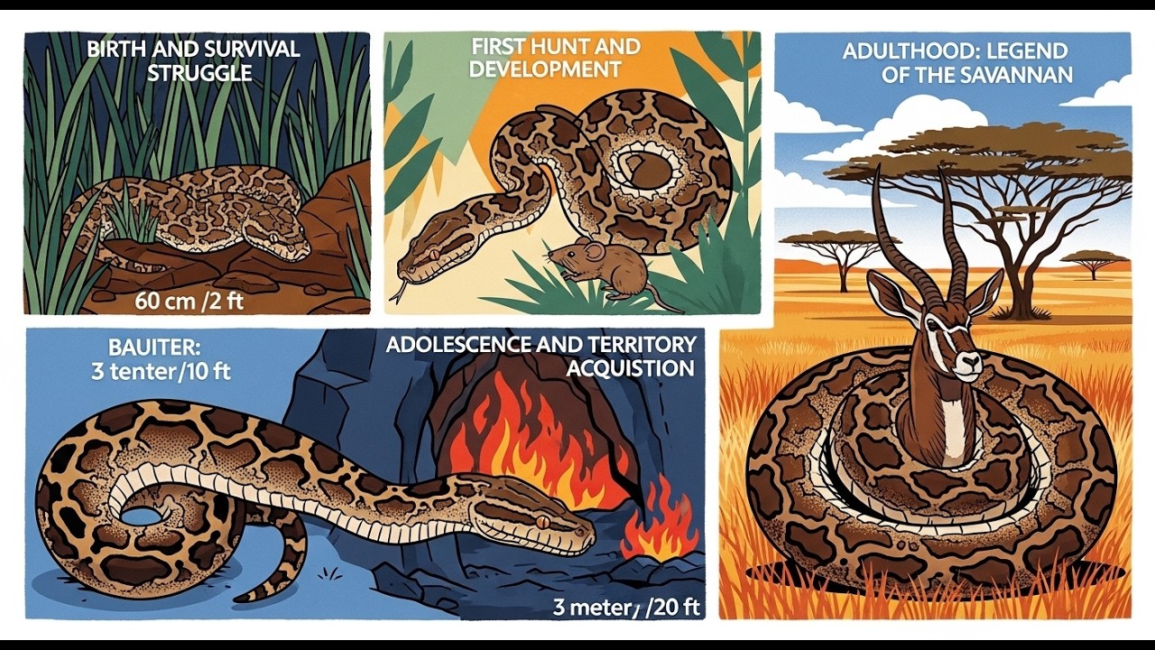 I am describing the life cycle of an African rock python from birth to ...