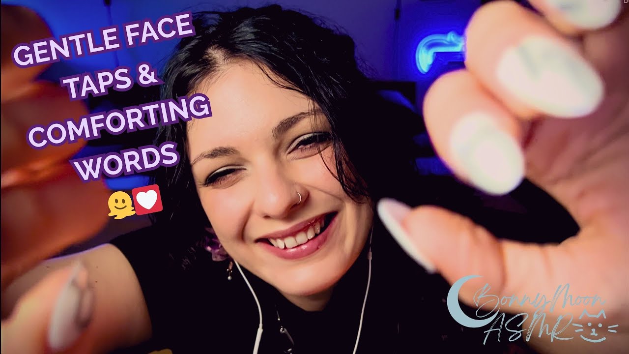 ASMR Comforting Face Touching 🫶 (face tapping + gentle words + visual triggers)